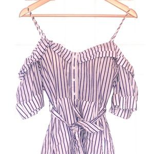 White and Navy romper